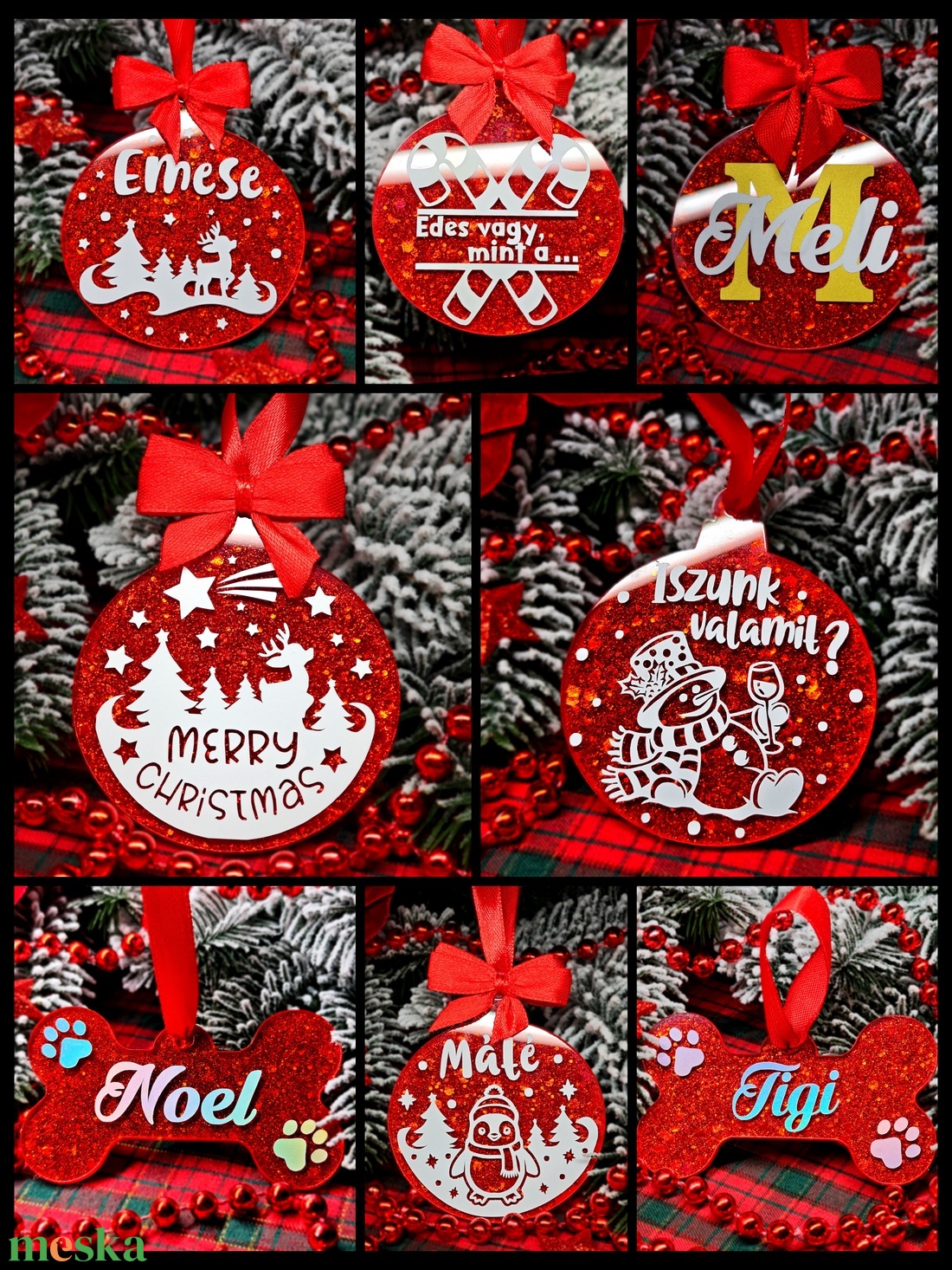 Piros epoxy egyedi karácsonyfadísz  - karácsony - karácsonyi lakásdekoráció - karácsonyfadíszek - Meska.hu