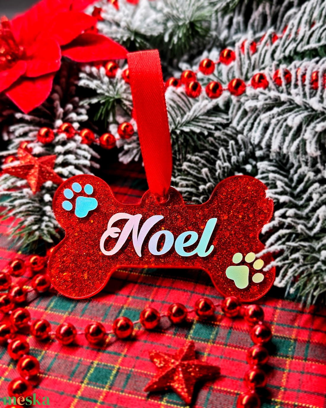 Piros epoxy egyedi karácsonyfadísz  - karácsony - karácsonyi lakásdekoráció - karácsonyfadíszek - Meska.hu