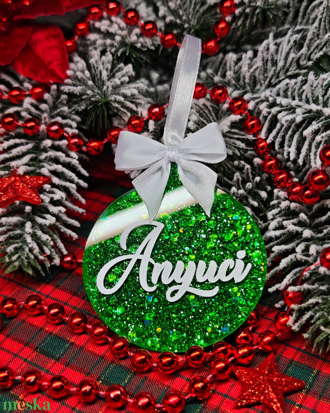 Zöld epoxy egyedi karácsonyfadísz  - karácsony - karácsonyi lakásdekoráció - karácsonyfadíszek - Meska.hu