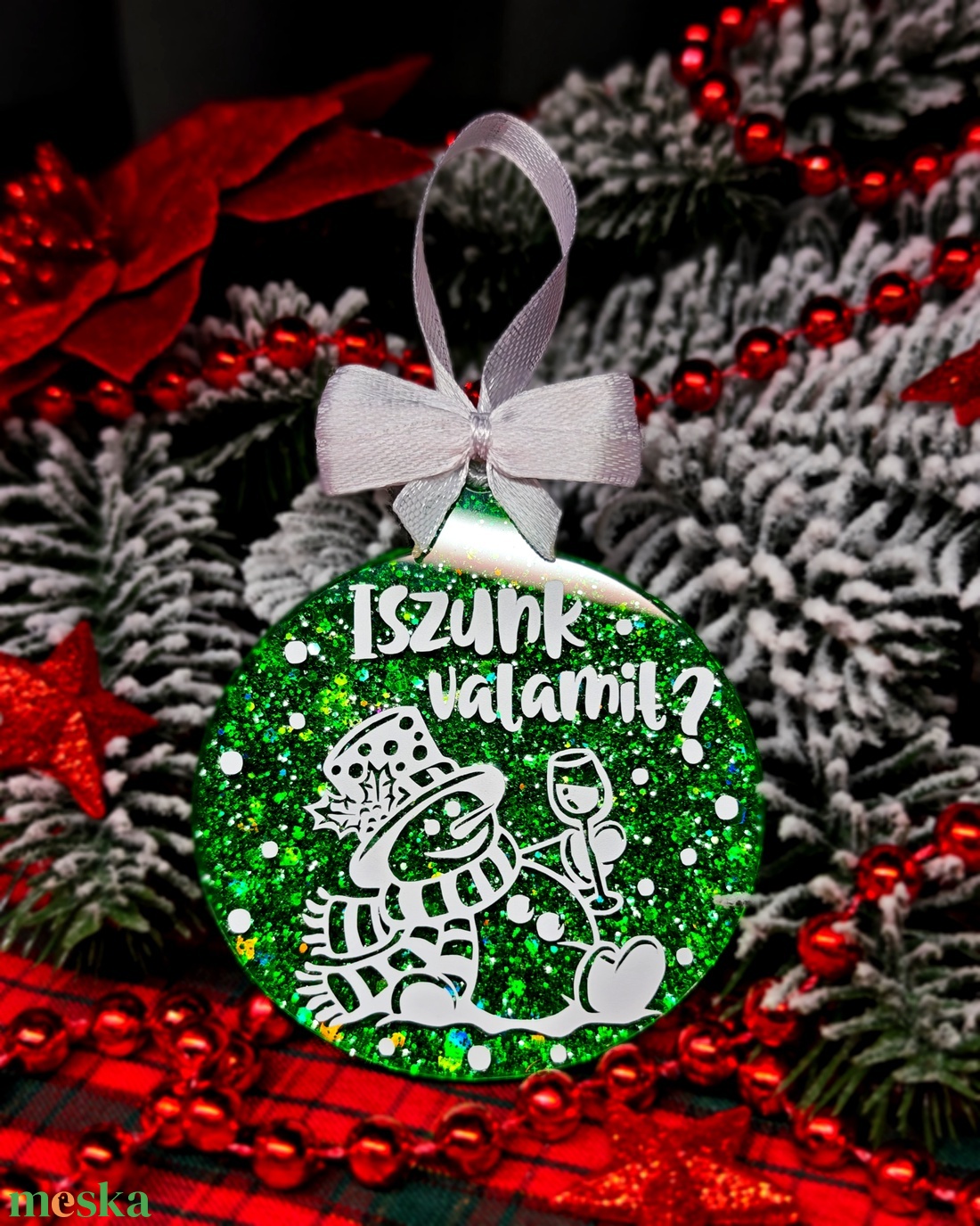 Zöld epoxy egyedi karácsonyfadísz  - karácsony - karácsonyi lakásdekoráció - karácsonyfadíszek - Meska.hu