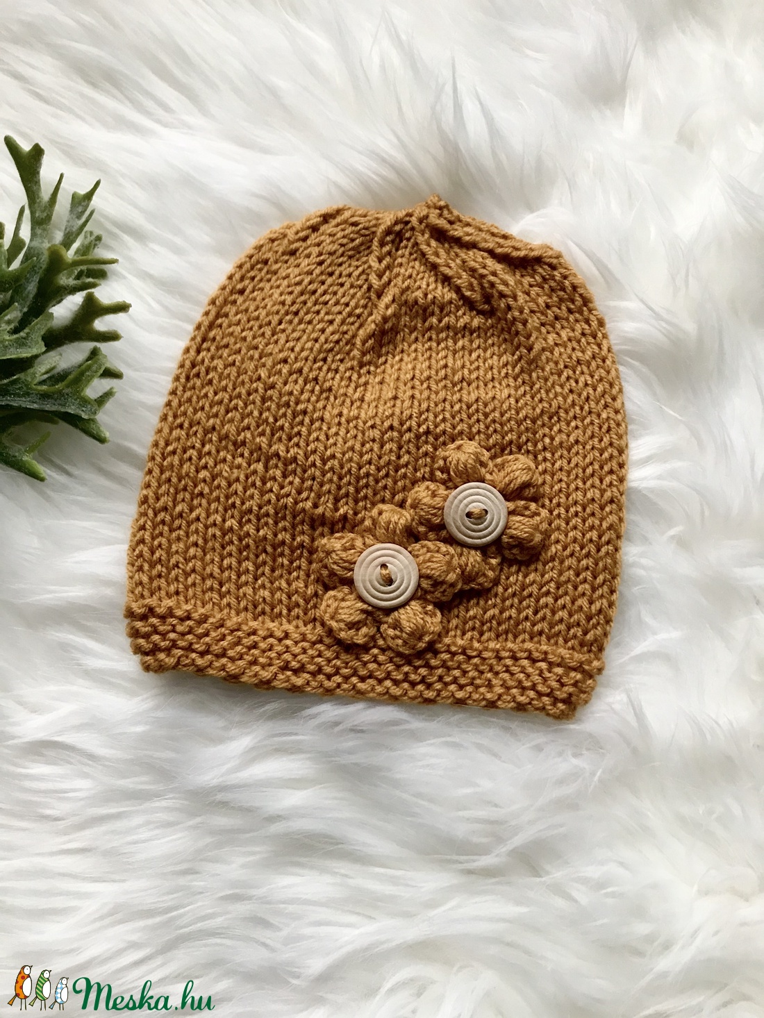 Mustár sapka - ruha & divat - sál, sapka, kendő - sapka - Meska.hu