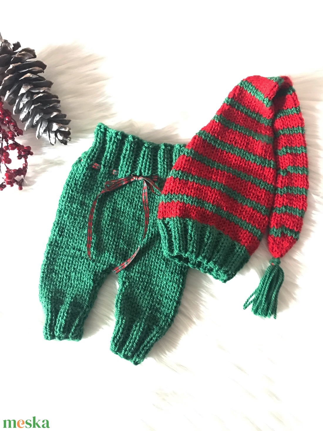 Újszülött karácsonyi szett - ruha & divat - gyerekruha - nadrág - Meska.hu