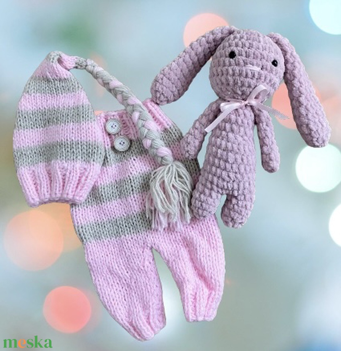 Újszülött nadrág sapkával - ruha & divat - babaruha & gyerekruha - babafotózási ruha és kellék - Meska.hu