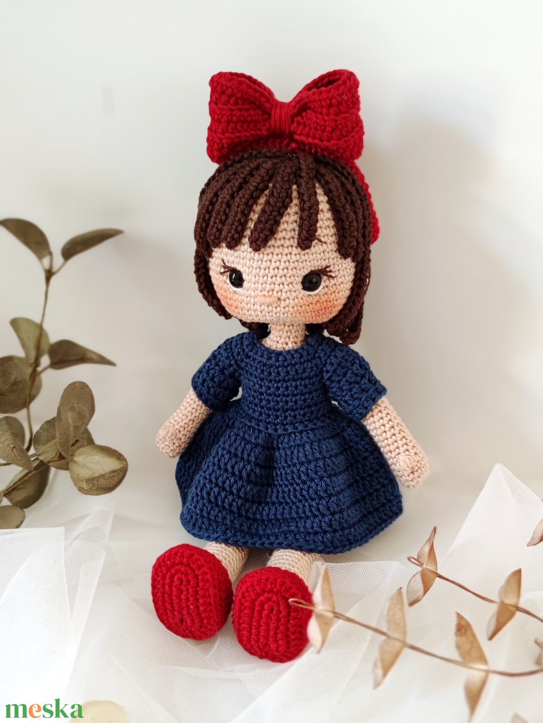 Horgolt baba kék ruhában - játék & sport - baba & babaház - öltöztethető baba - Meska.hu