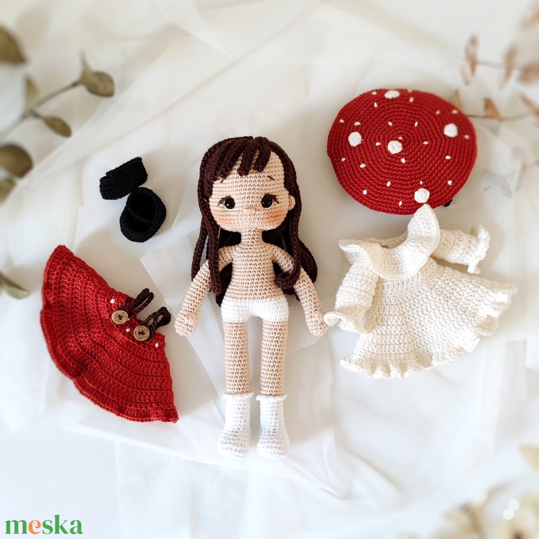 Horgolt Gomba Kislány - játék & sport - baba & babaház - öltöztethető baba - Meska.hu