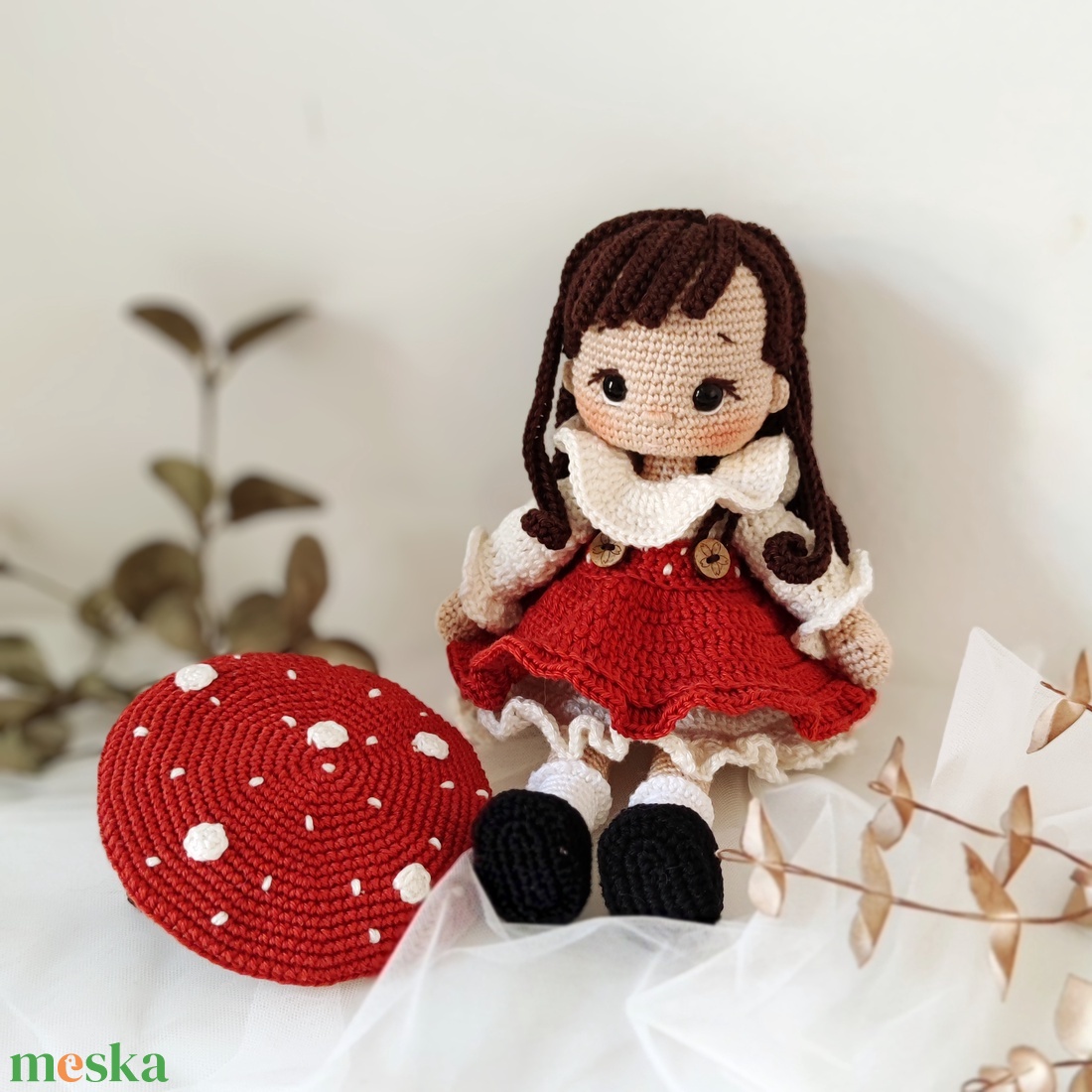 Horgolt Gomba Kislány - játék & sport - baba & babaház - öltöztethető baba - Meska.hu