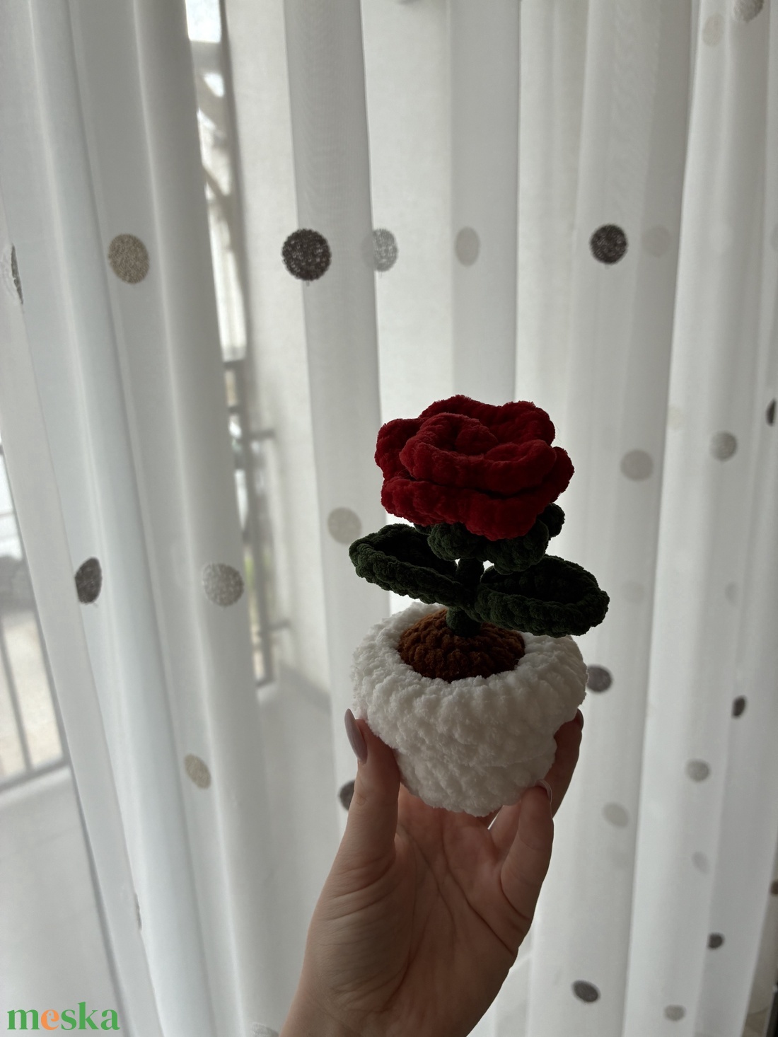 Horgolt rózsa - otthon & életmód - virágdekoráció - virágdíszek - asztali virágdísz - Meska.hu