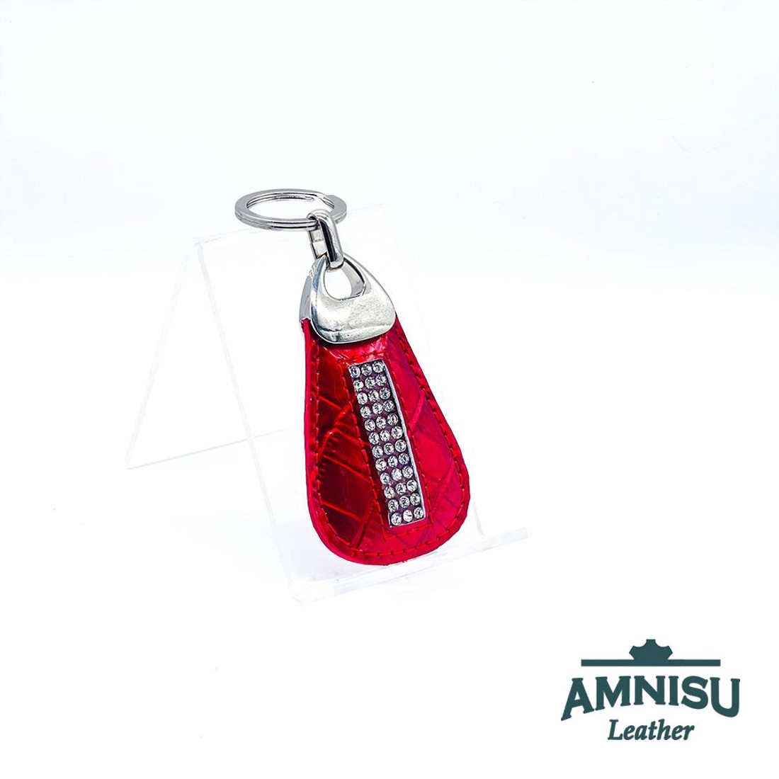 Meggy piros lakk krokkómintás csepp alakú swarovski köves kulcstartó H5023 - táska & tok - kulcstartó & táskadísz - kulcstartó - Meska.hu