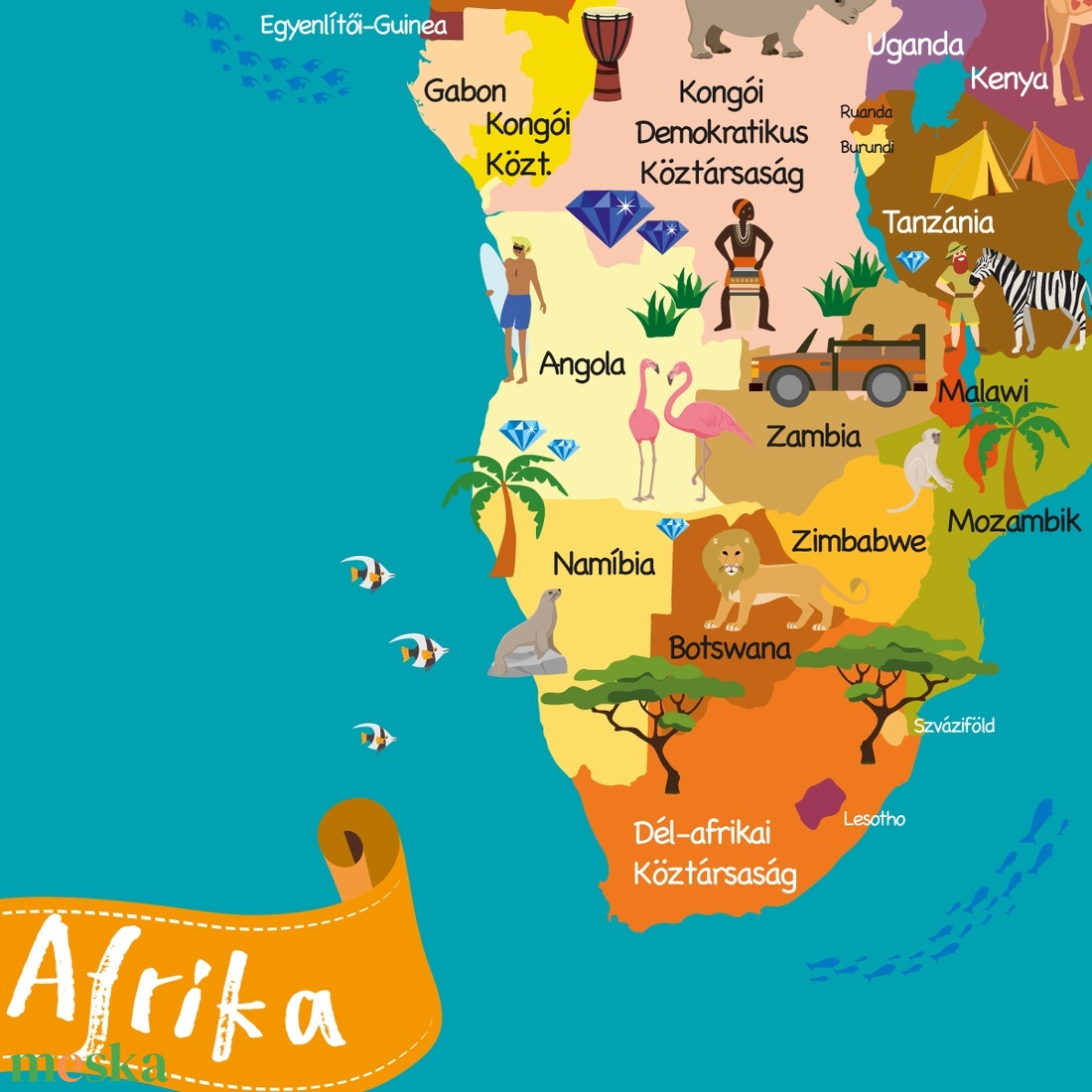 Afrika térkép - játék & sport - készségfejlesztő és logikai játék - Meska.hu