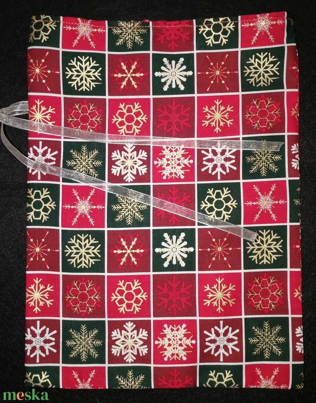 Ajándékzsák - hópelyhes (nagy) - karácsony - karácsonyi ajándékozás - karácsonyi ajándékcsomagolás - Meska.hu