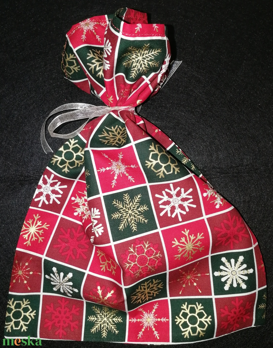 Ajándékzsák - hópelyhes (nagy) - karácsony - karácsonyi ajándékozás - karácsonyi ajándékcsomagolás - Meska.hu