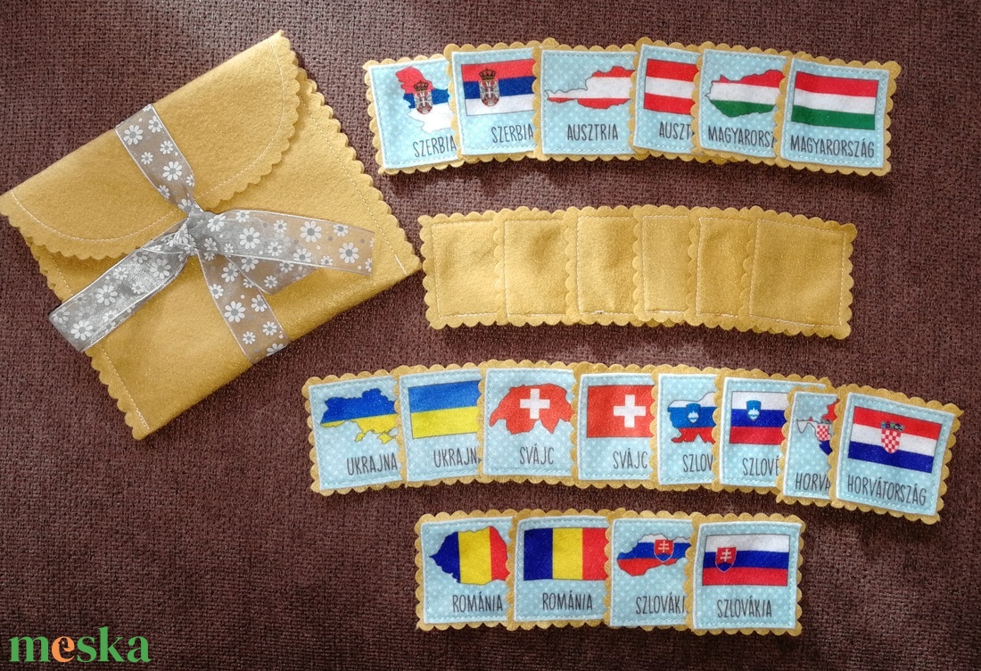 Memória játék - ország+zászló - játék & sport - készségfejlesztő és logikai játék - memória játékok - Meska.hu