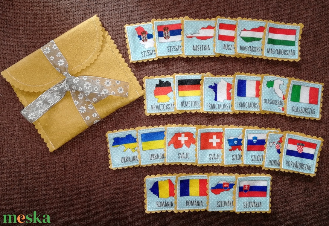 Memória játék - ország+zászló - játék & sport - készségfejlesztő és logikai játék - memória játékok - Meska.hu