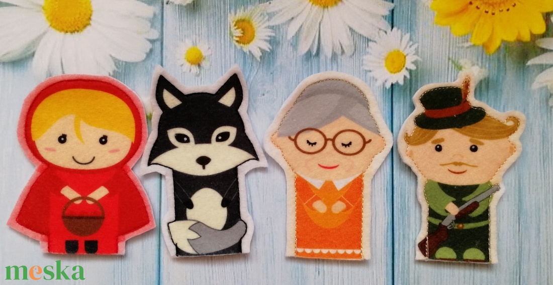 Ujjbáb - Piroska és a farkas - játék & sport - bábok - ujjbáb - Meska.hu