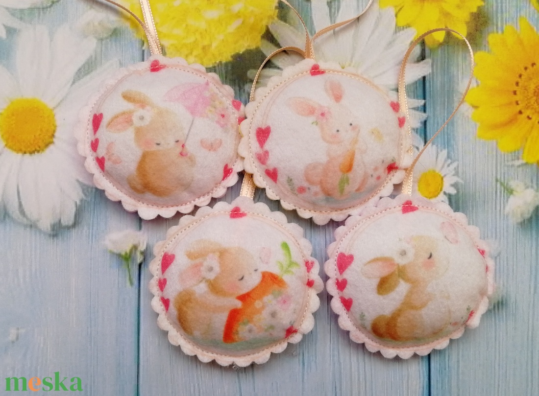 Barna nyuszis korongok - otthon & életmód - dekoráció - fali és függő dekoráció - függődísz - Meska.hu