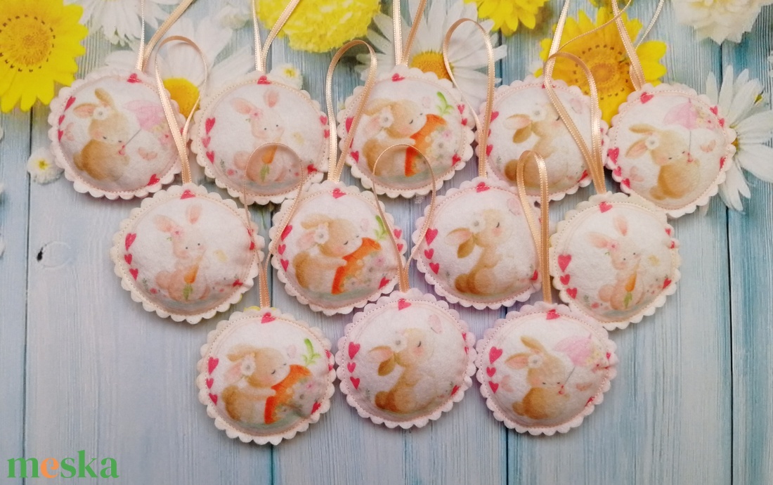 Barna nyuszis korongok - otthon & életmód - dekoráció - fali és függő dekoráció - függődísz - Meska.hu