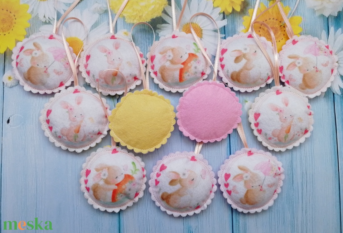 Barna nyuszis korongok - otthon & életmód - dekoráció - fali és függő dekoráció - függődísz - Meska.hu