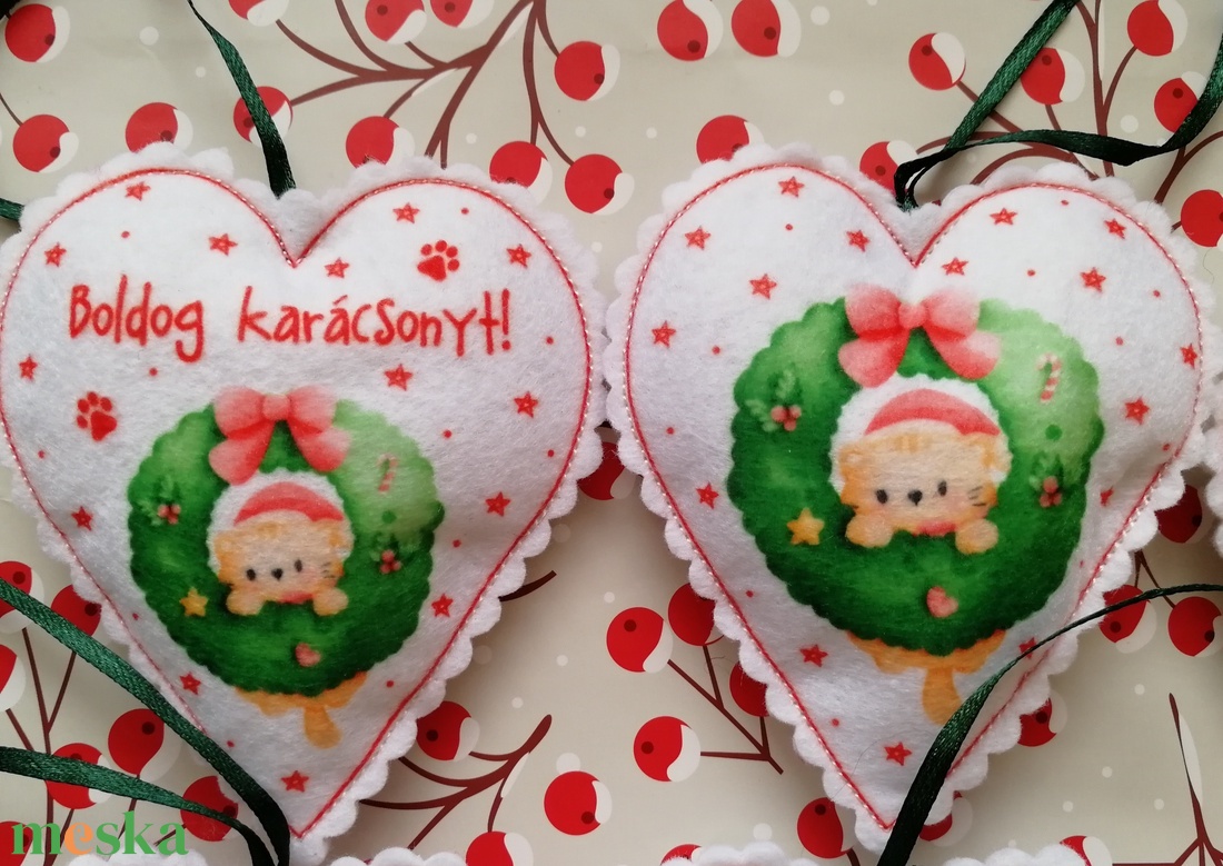 Karácsonyfadísz - Cicás - karácsony - karácsonyi lakásdekoráció - karácsonyfadíszek - Meska.hu