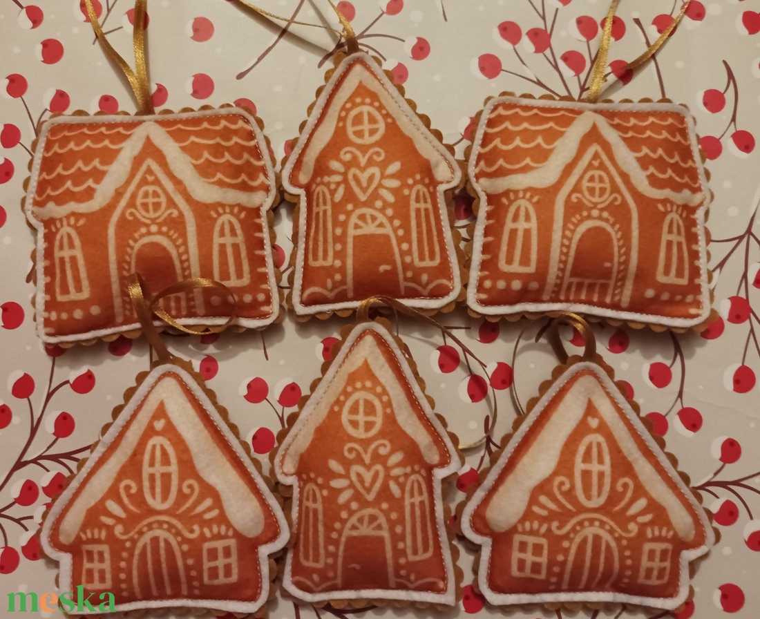 Karácsonyfadísz - Mézeskalács házikók - karácsony - karácsonyi lakásdekoráció - karácsonyfadíszek - Meska.hu
