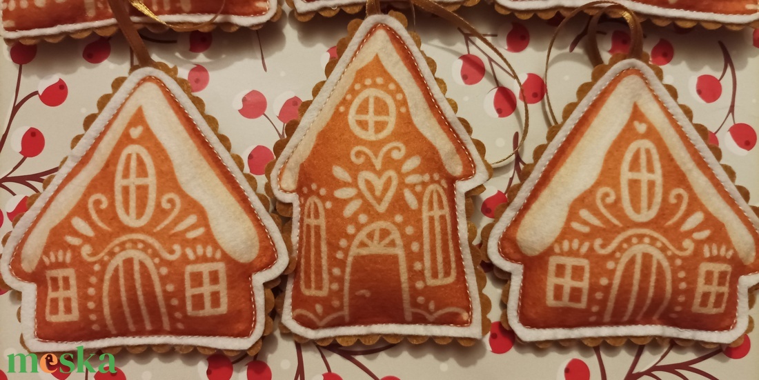 Karácsonyfadísz - Mézeskalács házikók - karácsony - karácsonyi lakásdekoráció - karácsonyfadíszek - Meska.hu