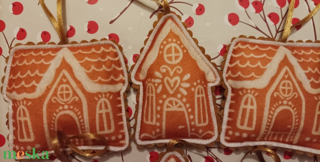 Karácsonyfadísz - Mézeskalács házikók - karácsony - karácsonyi lakásdekoráció - karácsonyfadíszek - Meska.hu