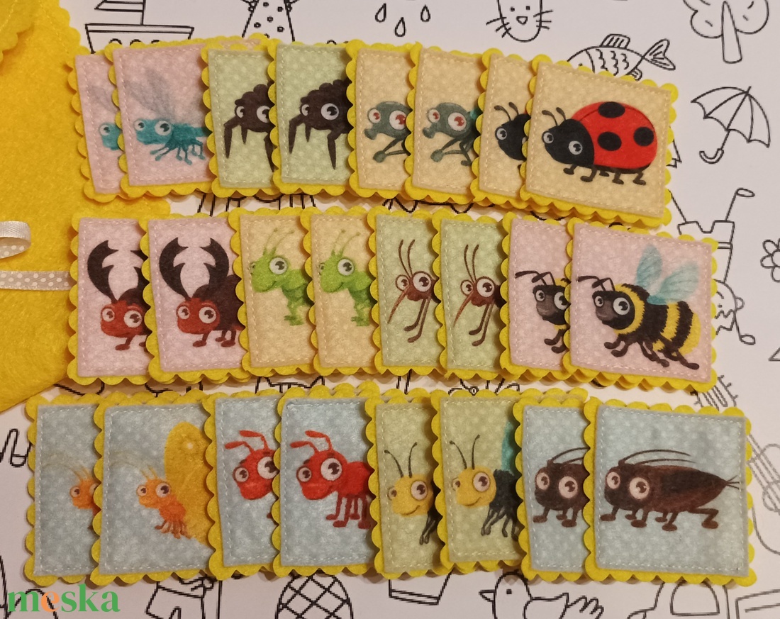 Memória játék - bogárkák - játék & sport - készségfejlesztő és logikai játék - memória játékok - Meska.hu