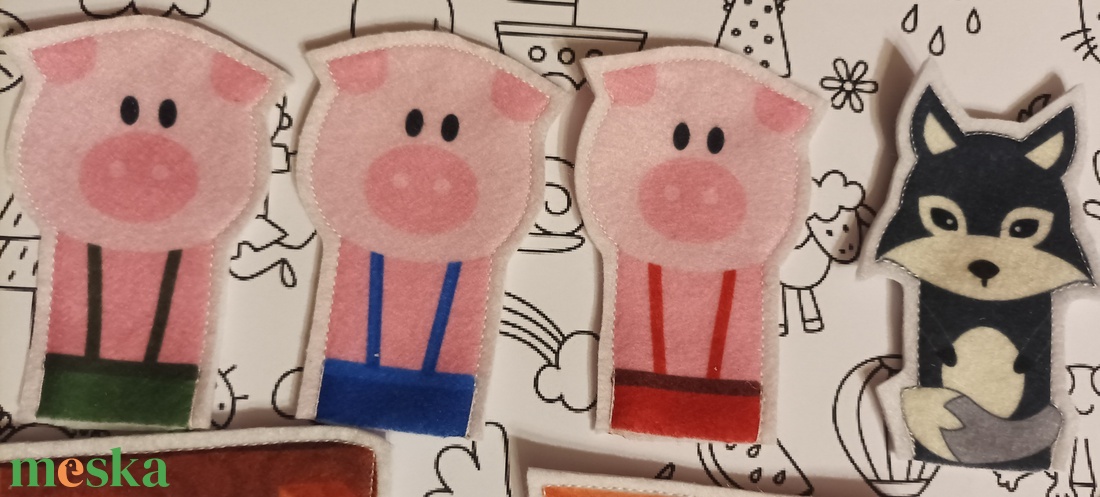 Három kismalac - játék & sport - bábok - ujjbáb - Meska.hu