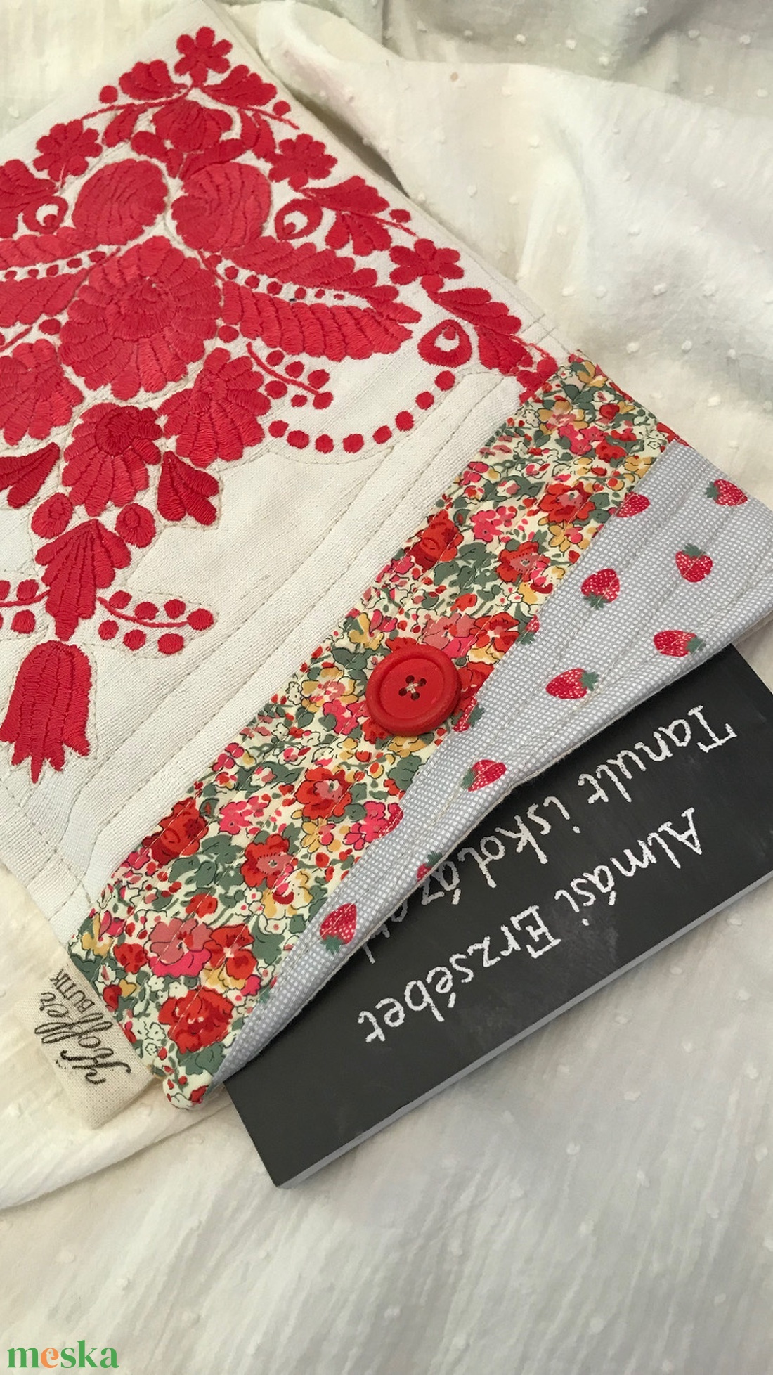 Vintage hímzett patchwork könykabát vagy könyvtok, tablet tartó - könyv & zene - könyvtok - Meska.hu