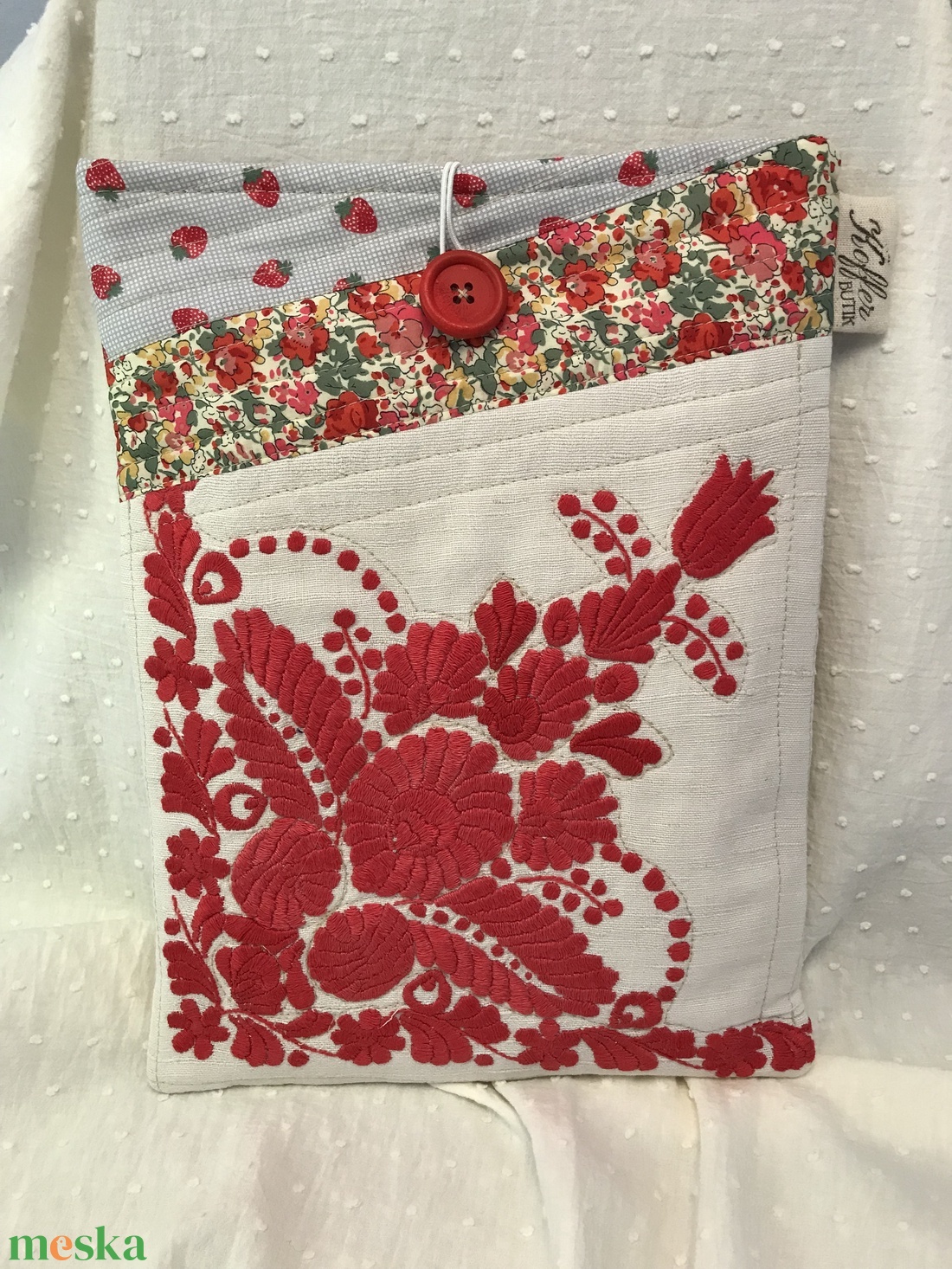 Vintage hímzett patchwork könykabát vagy könyvtok, tablet tartó - könyv & zene - könyvtok - Meska.hu