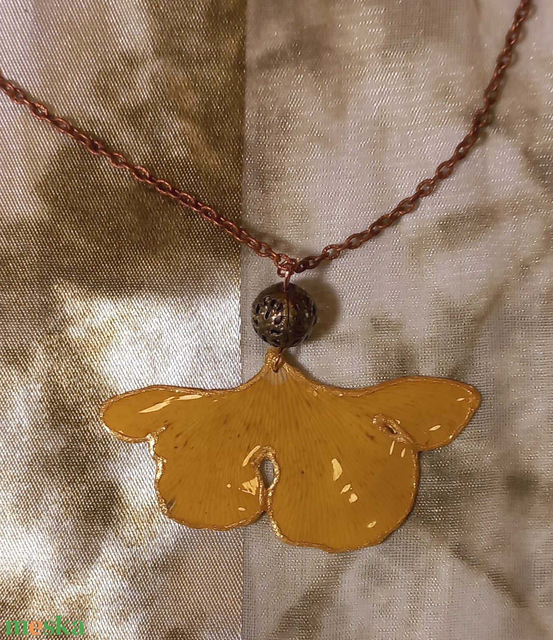 Gömbös ginkgo medál - kicsi - ékszer - nyaklánc - medál - Meska.hu Gömbös ginkgo medál - kicsi - ékszer - nyaklánc - medál - Meska.hu