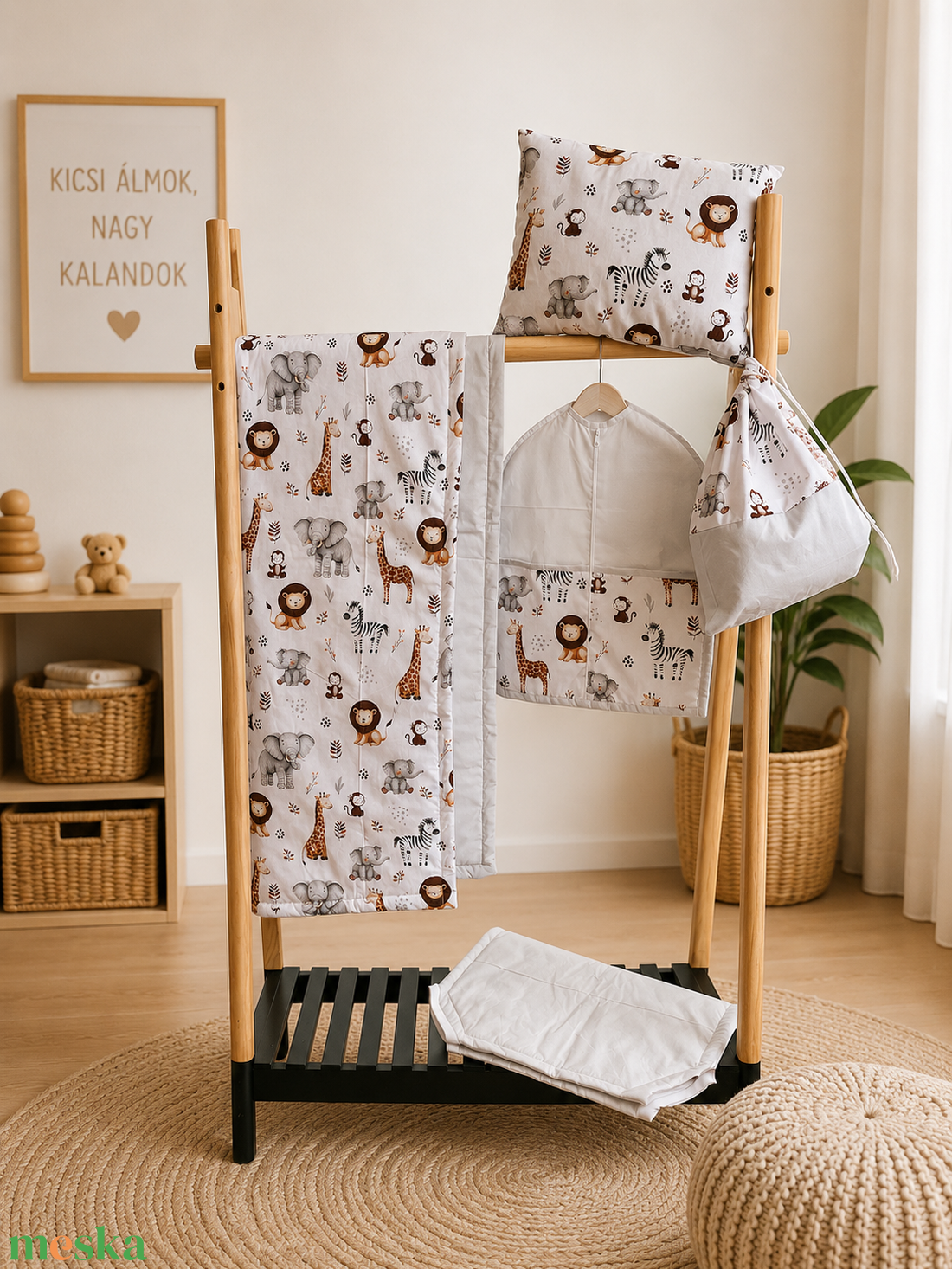 Ovis textil szett- szafari/szürke - játék & sport - ovis felszerelés - ovis ágynemű - Meska.hu