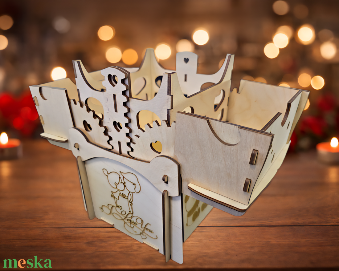 Fa ajándékdoboz bonbonhoz vagy csokoládéhoz � különleges nyíló meglepetés doboz - esküvő - emlék & ajándék - doboz - Meska.hu