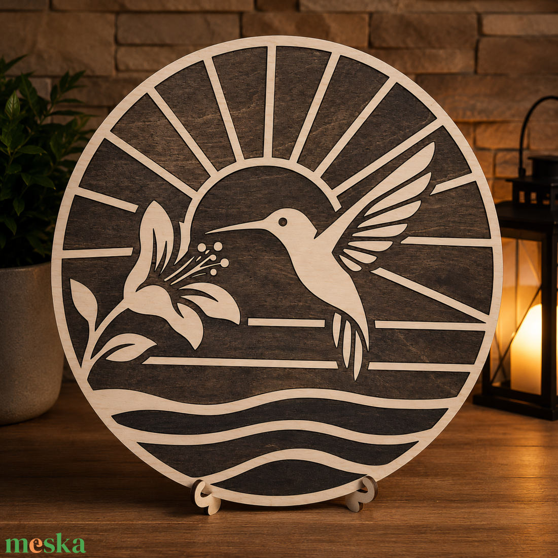 Kolibri falikép � lézervágott fa dekoráció, 25 cm - otthon & életmód - dekoráció - kép & falikép - fából készült kép - Meska.hu