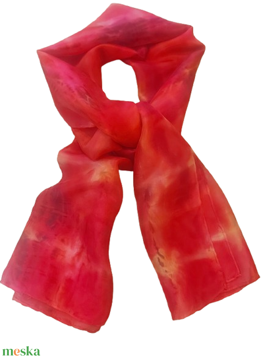 Lazac-piros-tarka selyemsál - ruha & divat - sál, sapka, kendő - sál - Meska.hu