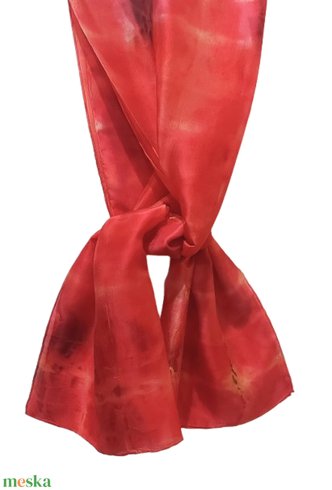 Lazac-piros-tarka selyemsál - ruha & divat - sál, sapka, kendő - sál - Meska.hu