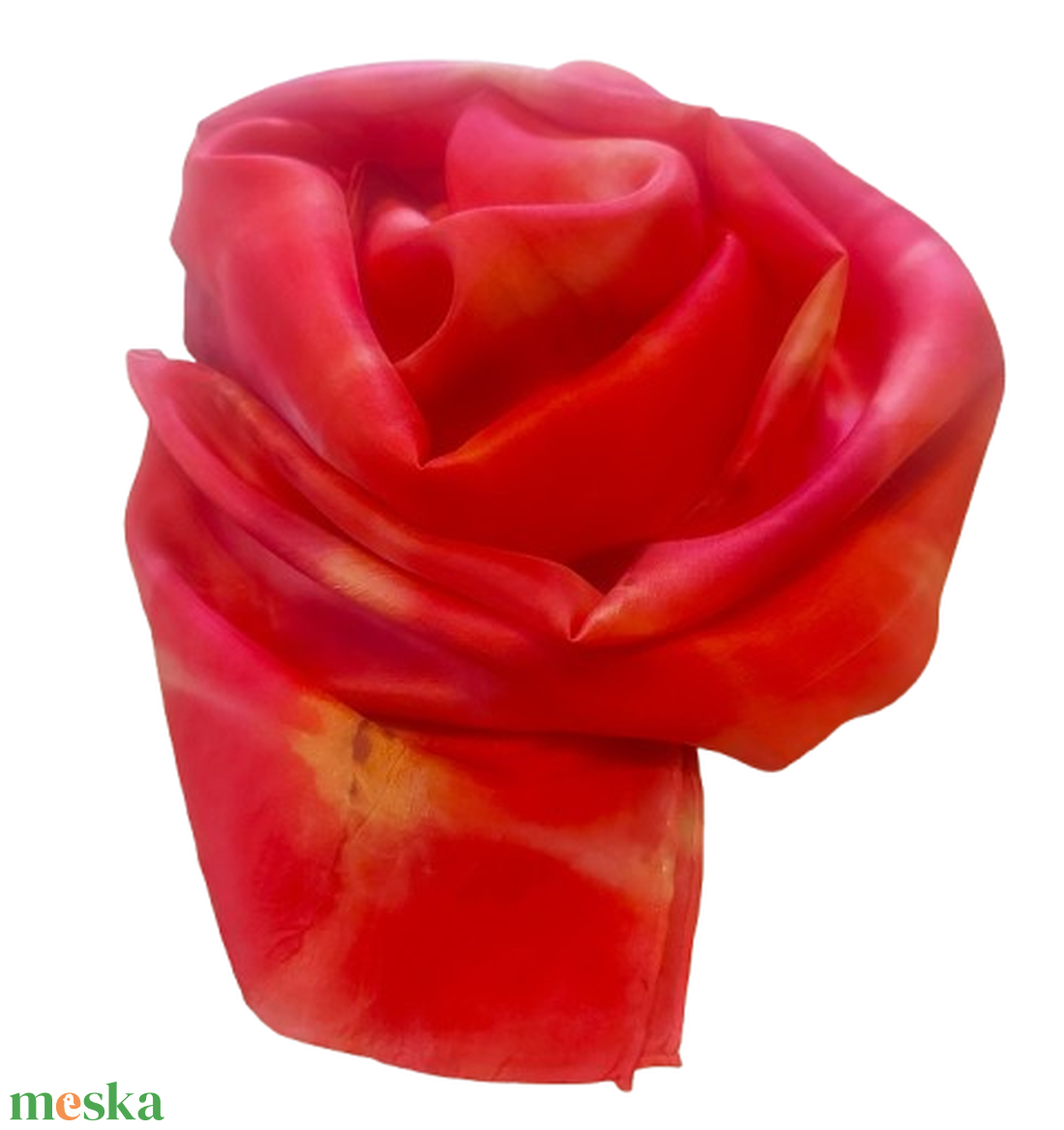 Lazac-piros-tarka selyemsál - ruha & divat - sál, sapka, kendő - sál - Meska.hu