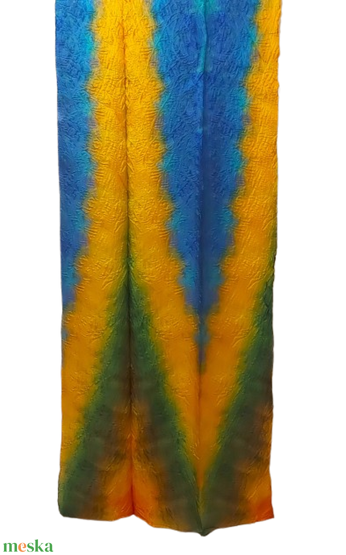 Azúrkék-sárga-zöld selyemsál - ruha & divat - sál, sapka, kendő - sál - Meska.hu