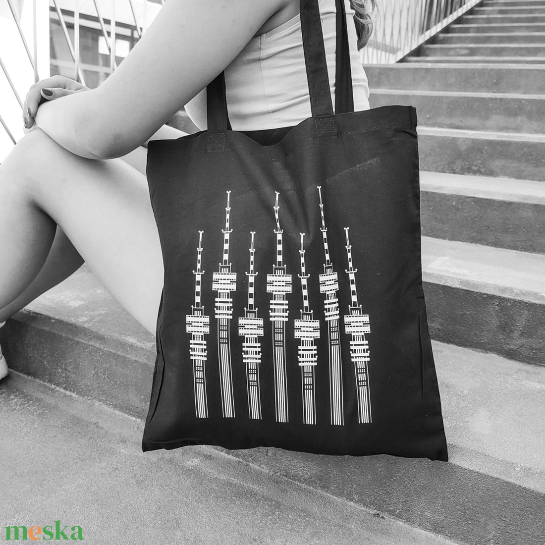 Vászontáska  TVtorony, fehérben - táska & tok - bevásárlás & shopper táska - shopper, textiltáska, szatyor - Meska.hu Vászontáska  TVtorony, fehérben - táska & tok - bevásárlás & shopper táska - shopper, textiltáska, szatyor - Meska.hu