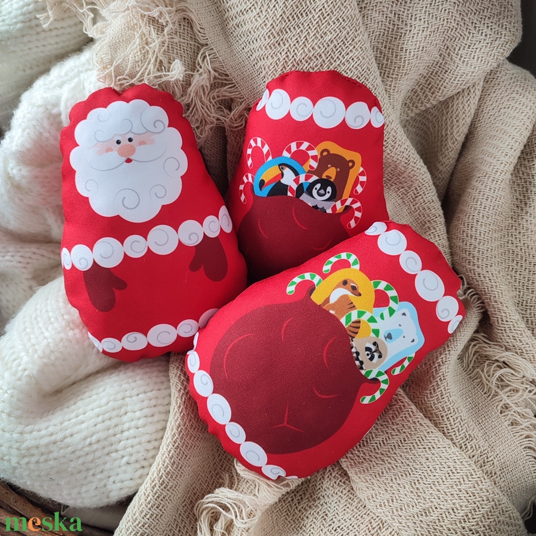 Marokpárna � Mikulás, macival és piros csíkos cukorkával - játék & sport - baba & babaház - baba - Meska.hu