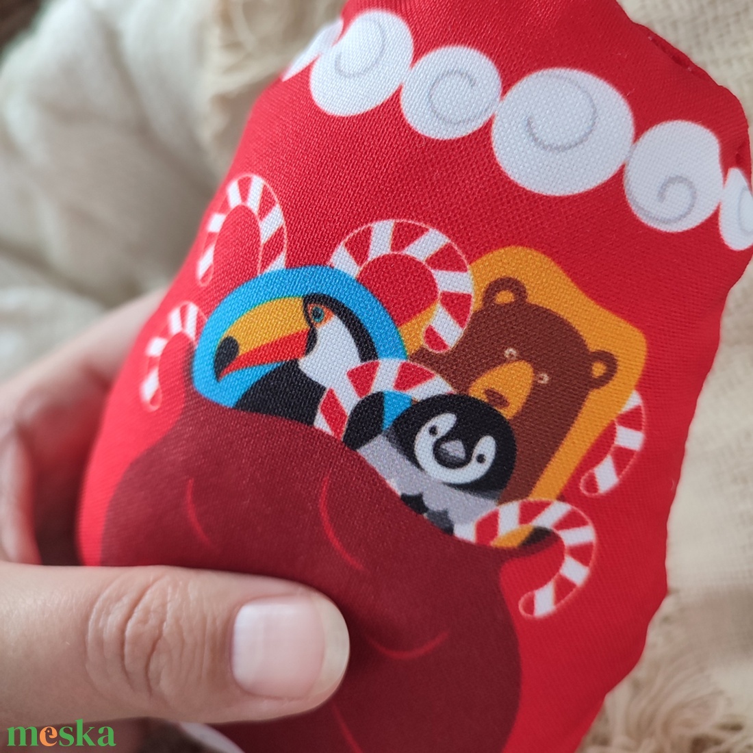 Marokpárna � Mikulás, macival és piros csíkos cukorkával - játék & sport - baba & babaház - baba - Meska.hu