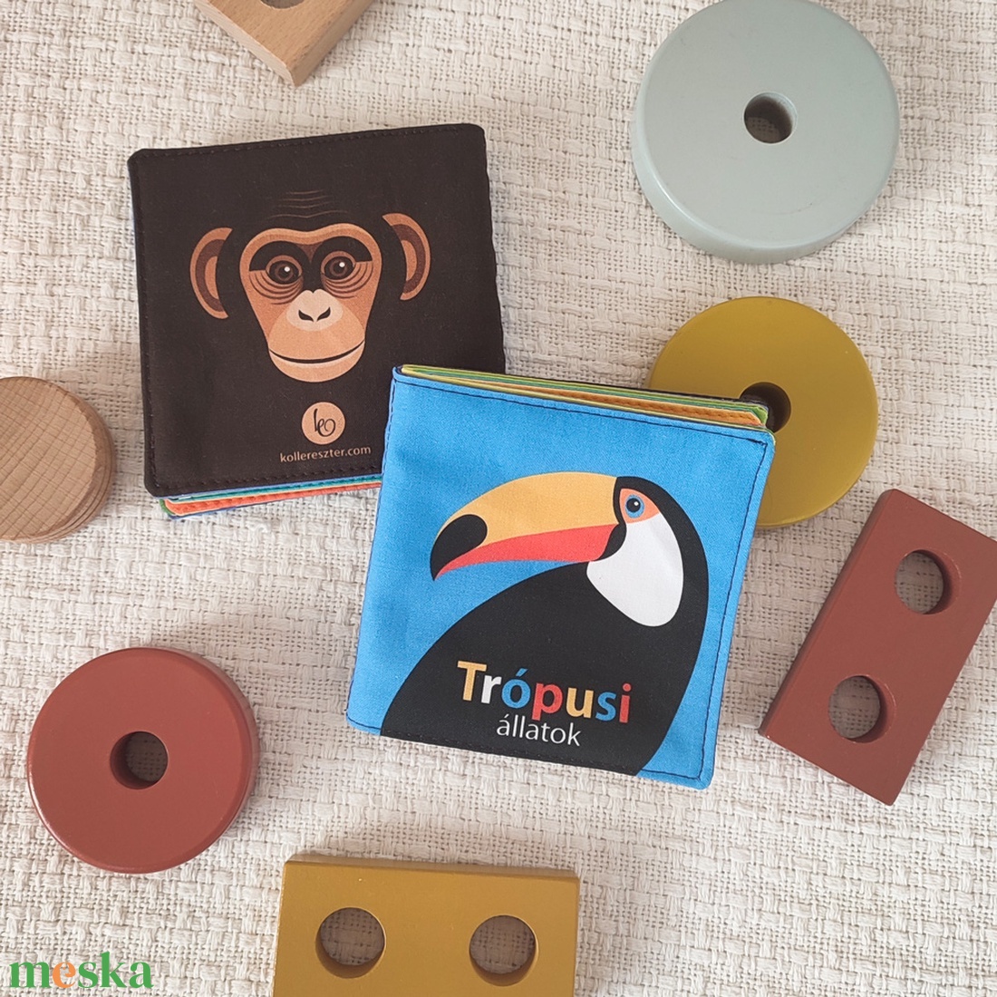 Babakönyv � Trópusi állatokkal - játék & sport - textilkönyv & babakönyv - Meska.hu