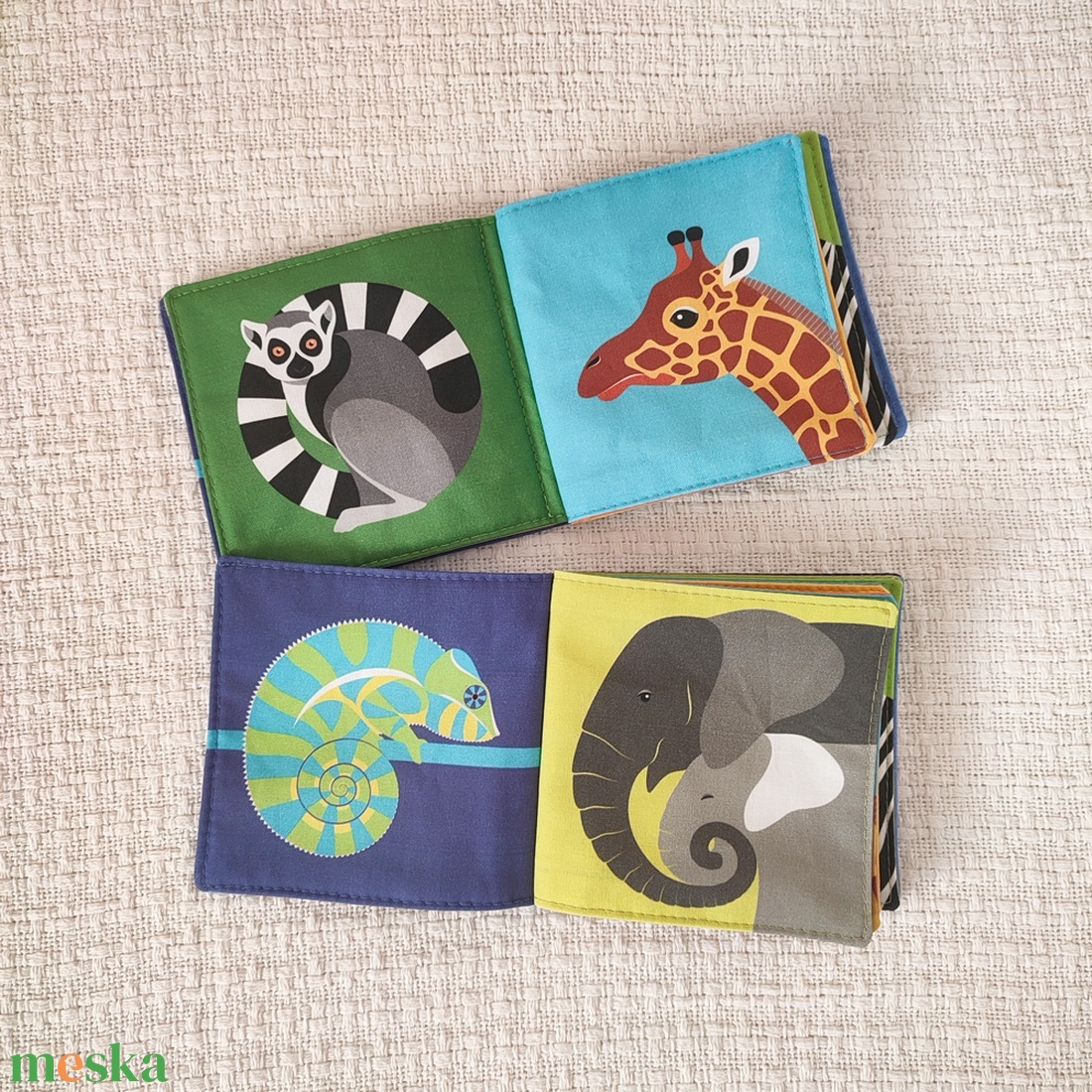 Babakönyv � Trópusi állatokkal - játék & sport - textilkönyv & babakönyv - Meska.hu