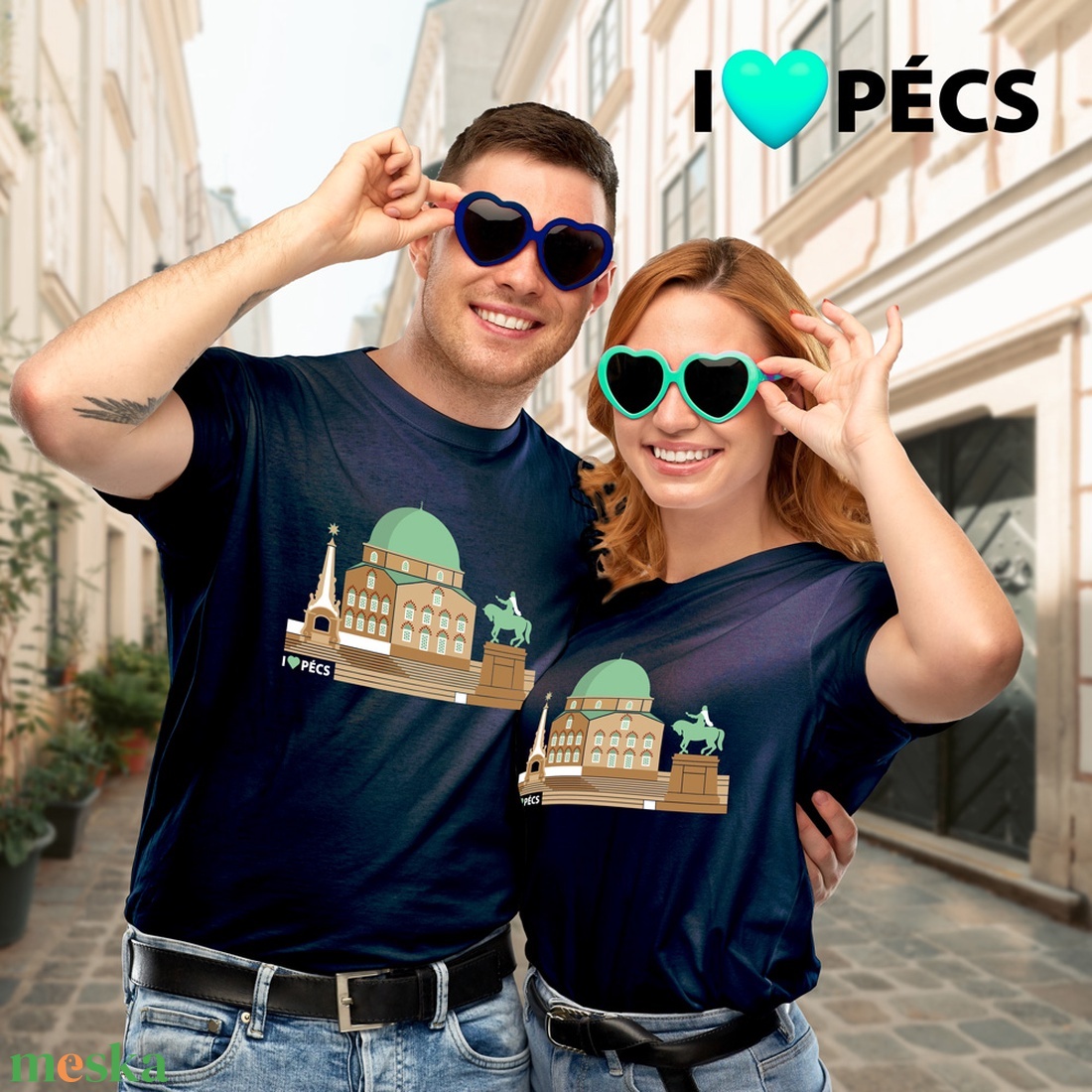 Póló (unisex), sötétkék, Pécs, dzsámi, Széchenyi tér - ruha & divat - férfi ruha - póló - Meska.hu