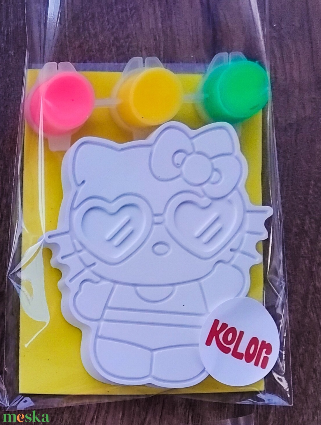 Neon Kitty - festhető gipszfigura neon színekkel - játék & sport - készségfejlesztő és logikai játék - oktató játékok - Meska.hu