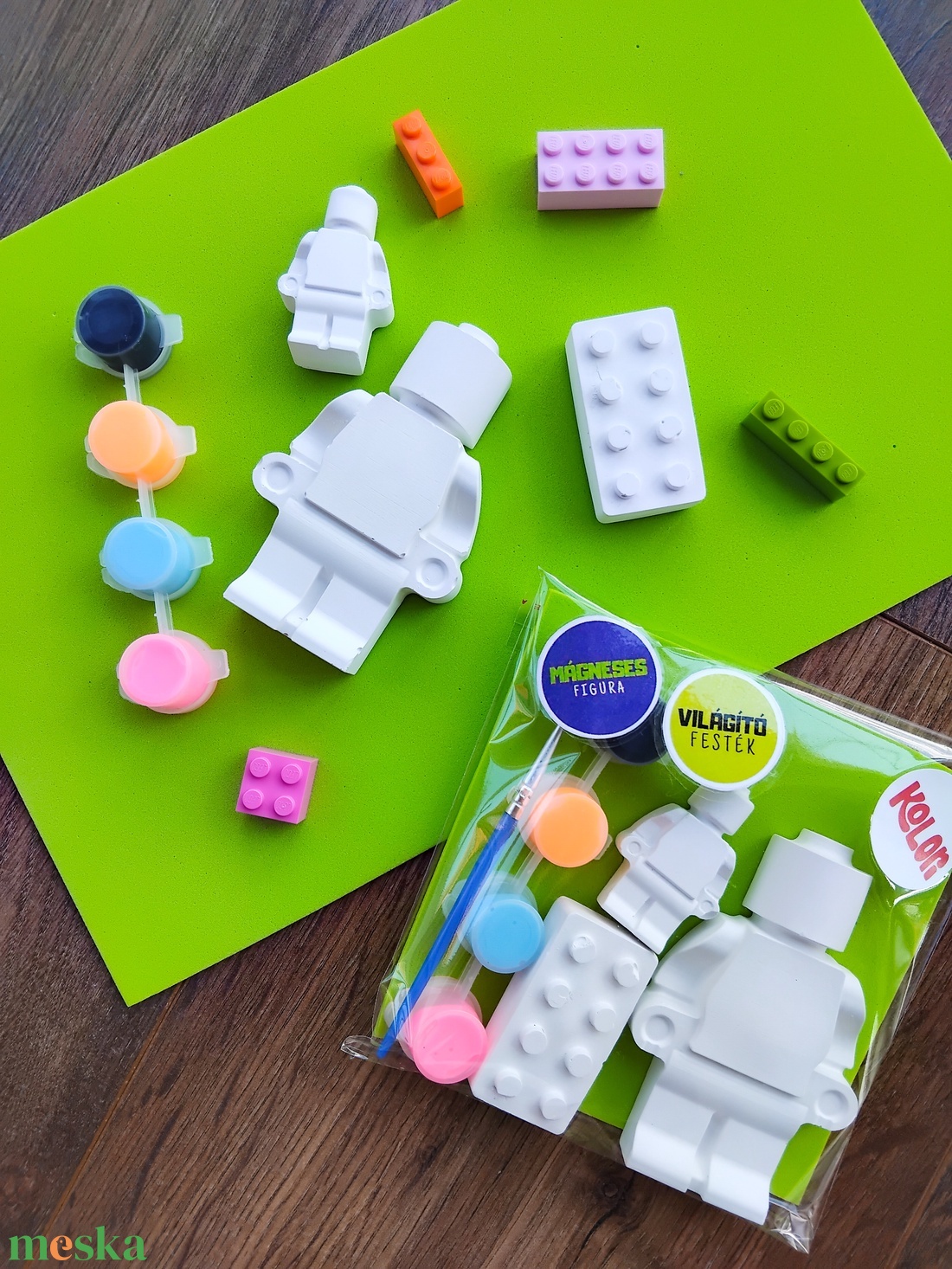 Lego szett - festhető világítós gipszfigurák mágnessel - diy (csináld magad) - egységcsomag - Meska.hu