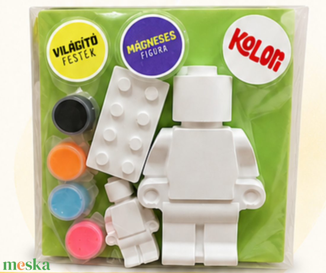 Lego szett - festhető világítós gipszfigurák mágnessel - diy (csináld magad) - egységcsomag - Meska.hu