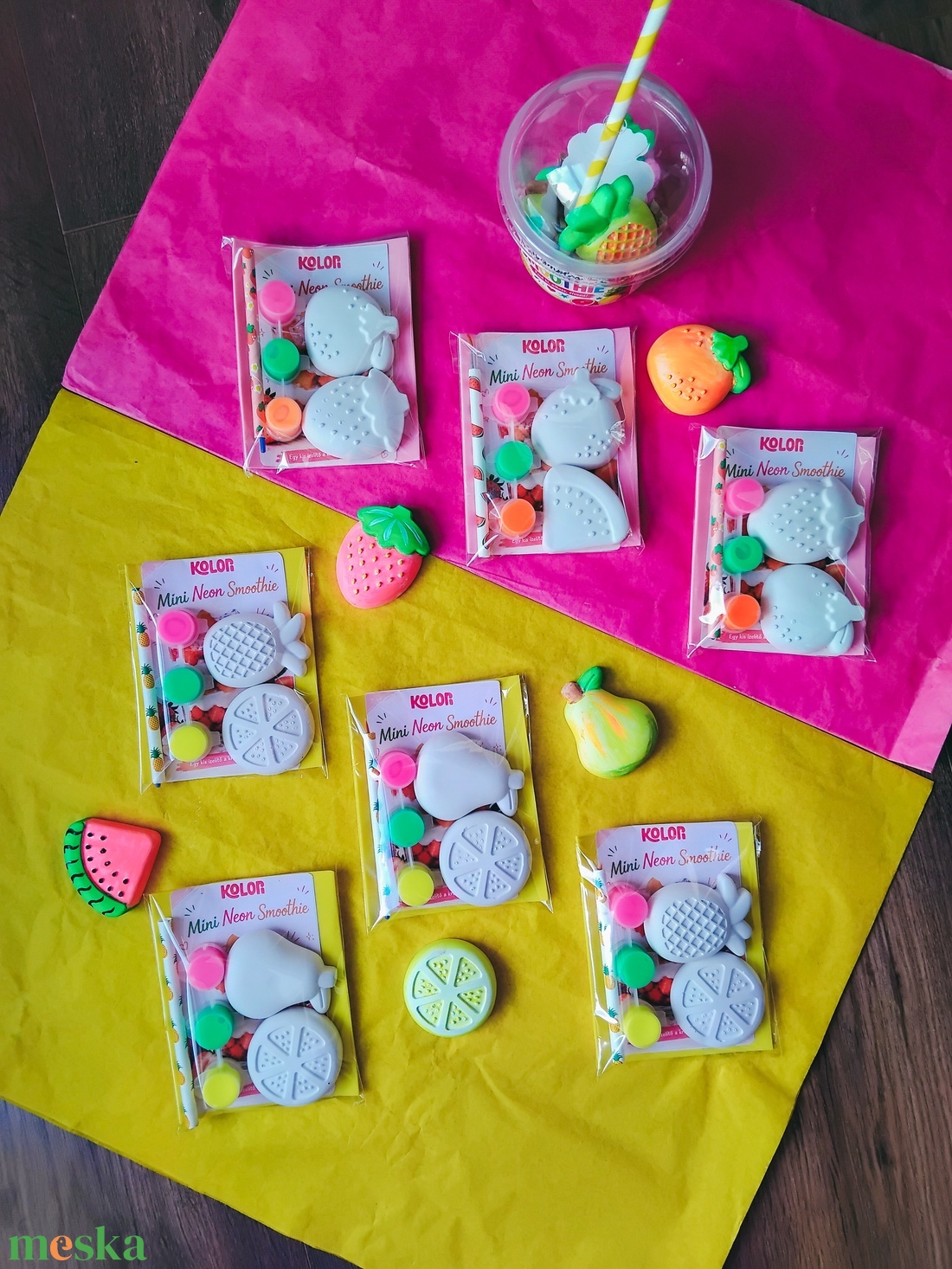 Mini Neon Smoothie - festhető gipszfigurák neon festékkel - diy (csináld magad) - egységcsomag - Meska.hu