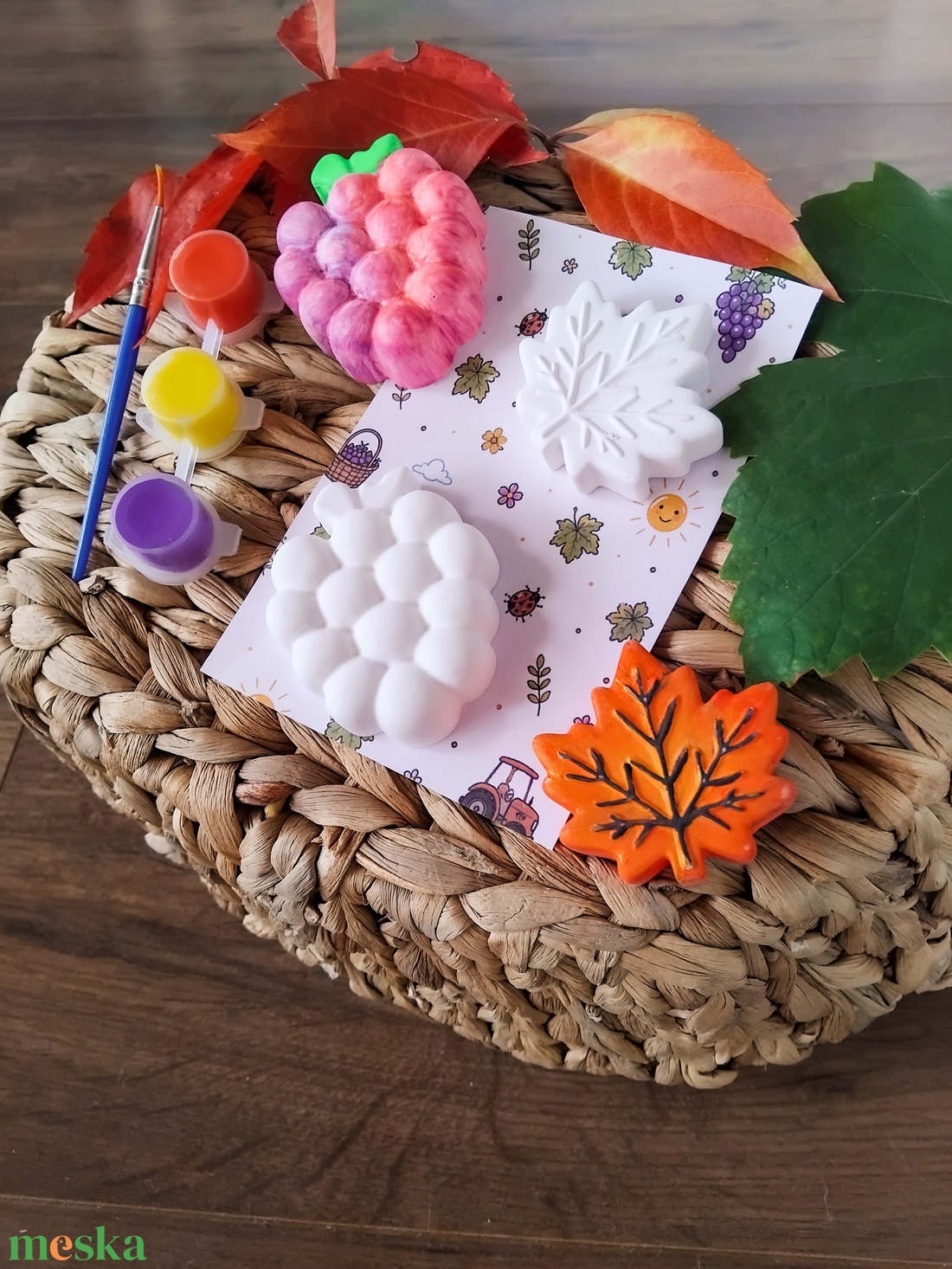 Mini szüret - mágneses festhető gipszfigurák - diy (csináld magad) - egységcsomag - Meska.hu