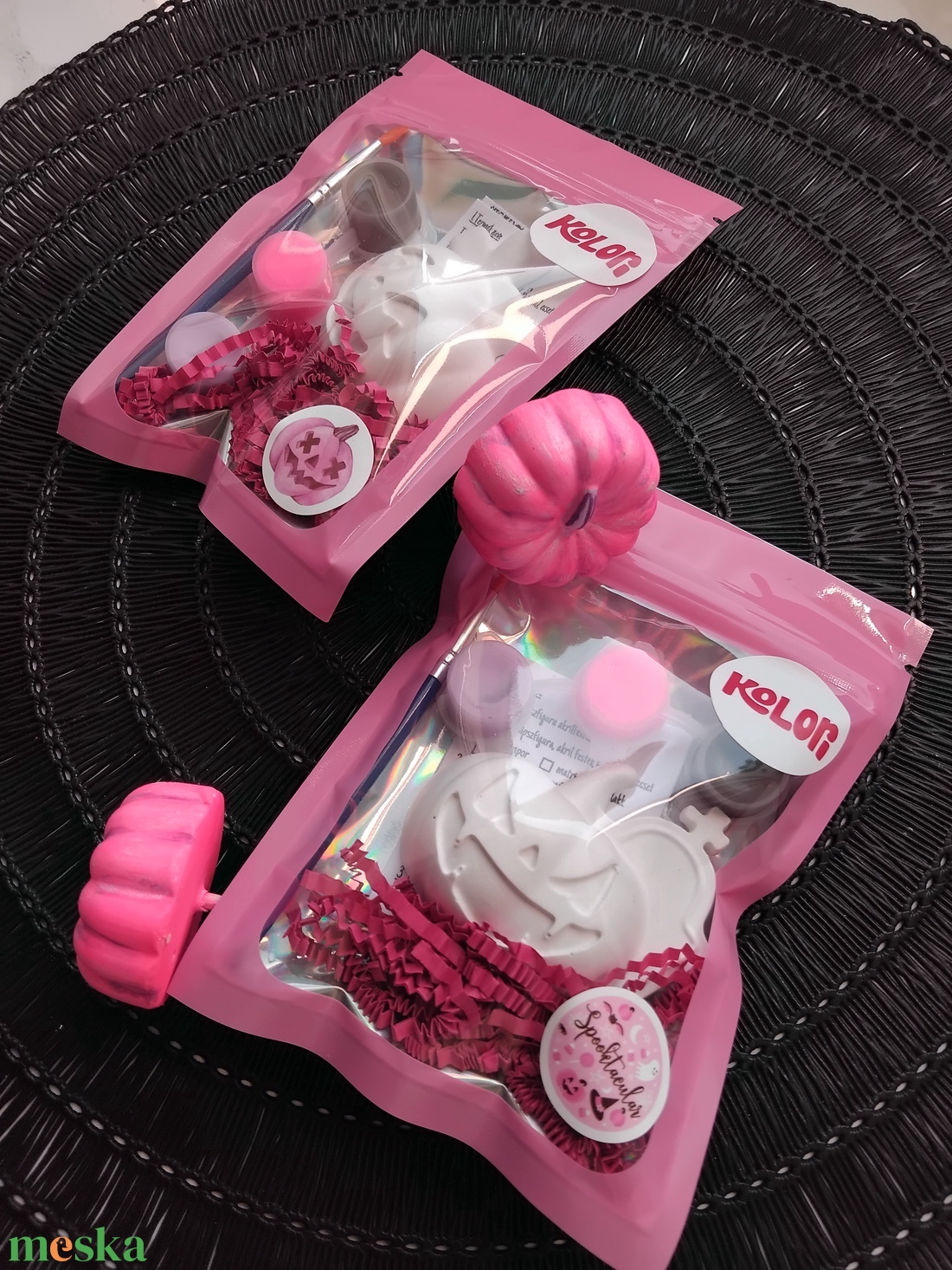 Pink-o-ween - Pinken világító halloween tök gipszkifestő - otthon & életmód - dekoráció - halloween - halloweeni tök - Meska.hu