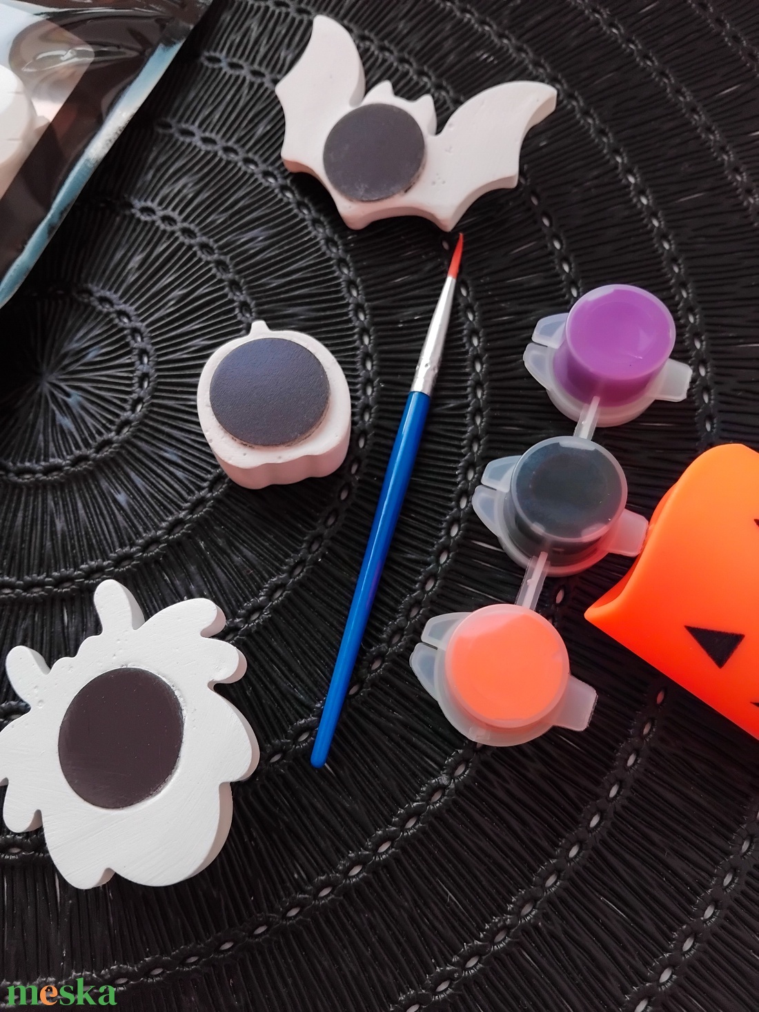 Haláli trio - Magneses halloweeni festhető gipszfigurák - otthon & életmód - dekoráció - halloween - halloweeni figurák - Meska.hu